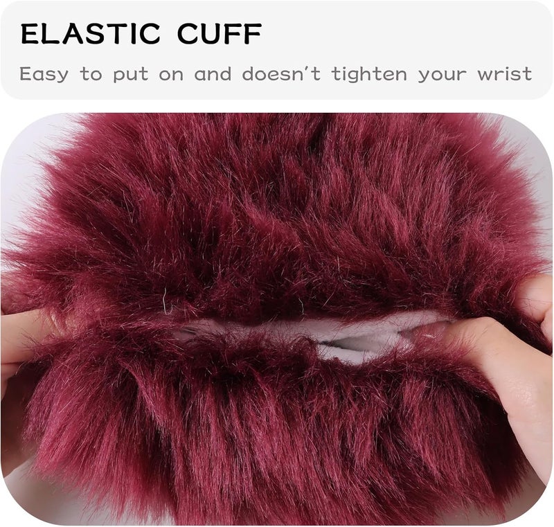 Peecabe Winter Women Fuzzy Arm Warmers Girls Faux Fur Short Wrist Cuffs Fluffy Soft Wrist Cover Ankle Warmer - Image 4